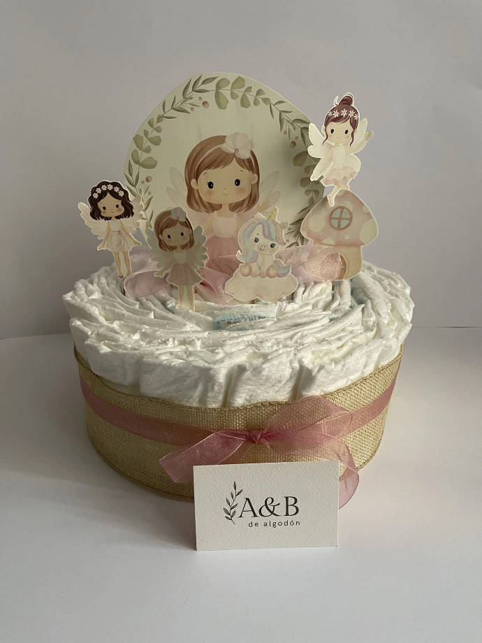 Dulce Bienvenida - Tarta de pañales (1 piso, Animales, Sin Personalización)
