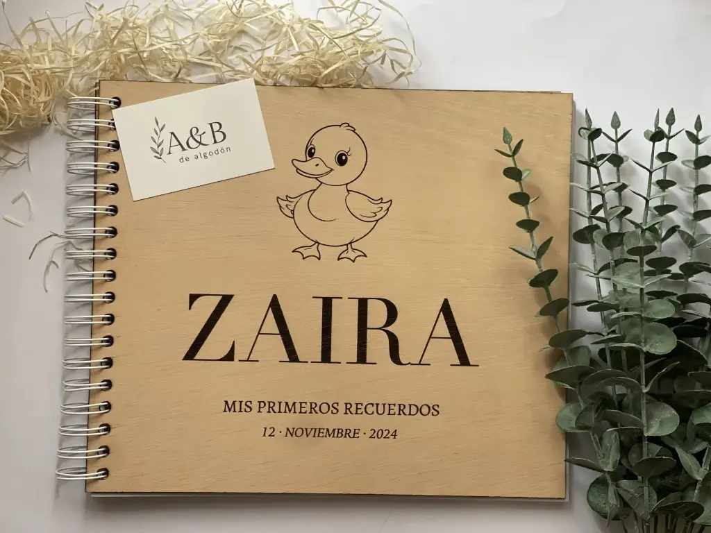 Libro Firmas o Recuerdos (Bautizo o recién nacido) (Cartulina Kraft, 15 páginas, Grabado)