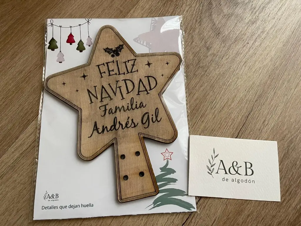 Adorno Navidad (Estrella para árbol Feliz Navidad y Familia)